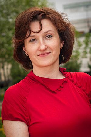 Portrait in a red blouse