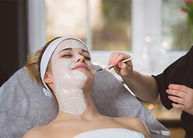 Paraffin white mask on the girl's face