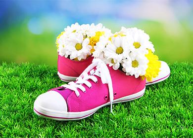 Flowers in sneakers