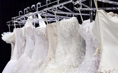 Elegant dresses on a hanger