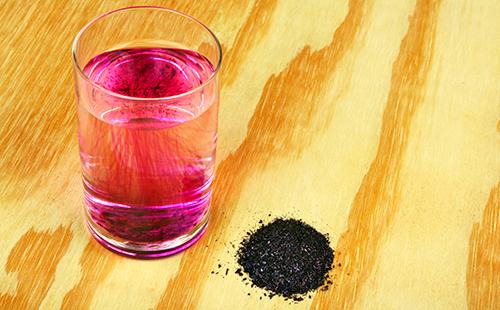 Potassium permanganate in crystals and divorced