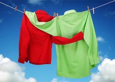 Shirts hanging on a rope