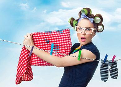 Woman in curlers with a dirty towel