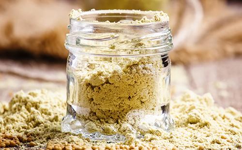 Mustard powder in a jar
