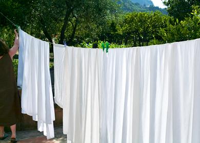 White sheets on a rope