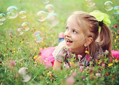 Girl and soap bubbles