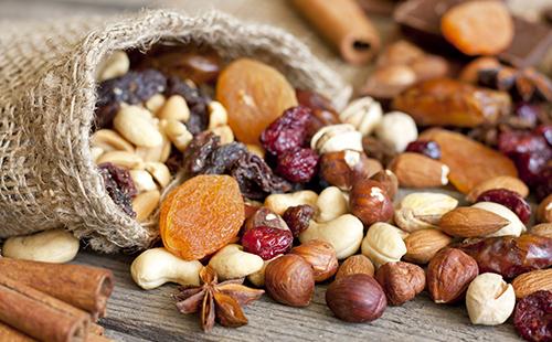 Tasty assortment woke up from a bag