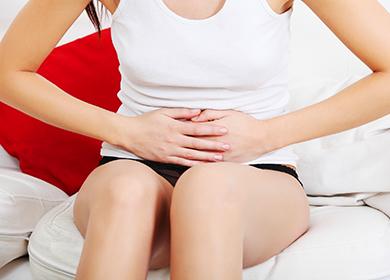 The girl has abdominal pain