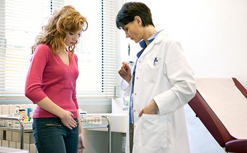Woman at the reception of a gynecologist