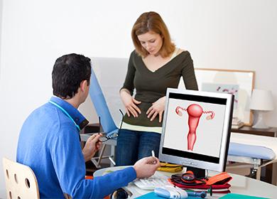 The girl at the reception at the gynecologist