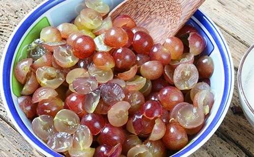 Halves of grapes