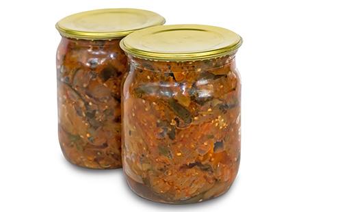 Eggplant in jars