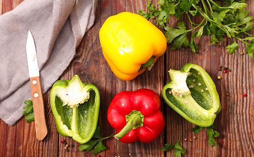 Colorful bell peppers for salad