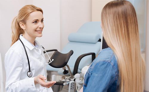 Woman at the reception at the gynecologist