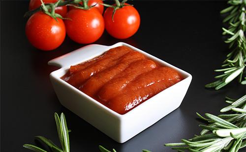 Ketchup in a white bowl