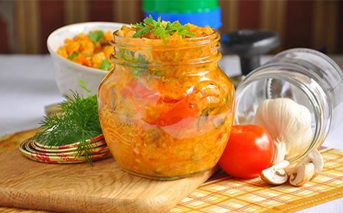Canned Tomatoes with Vegetables in a Jar
