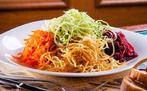 Slides of vegetables on a dish