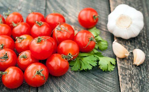 Cherry Tomatoes and Garlic Head