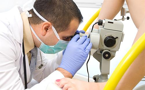 Gynecological examination on the armchair