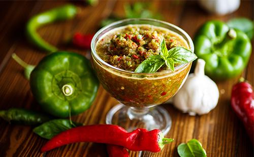Adjika of bell pepper in a bowl