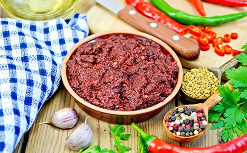 Adjika in a flat plate