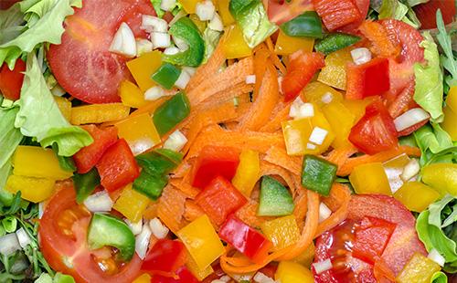 Sliced vegetables in a bowl