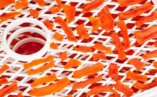 Pumpkin slices are dried