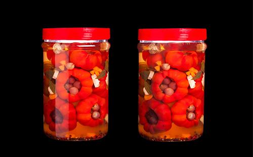 Two jars of stuffed pepper