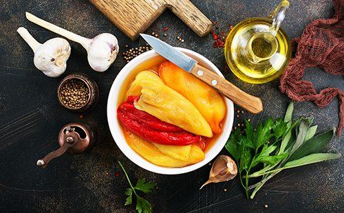 Spicy vegetables on the kitchen table