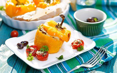 Yellow vegetable with mushrooms