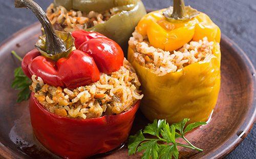 Red and yellow peppers