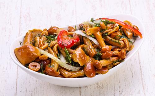 Pickled mushrooms in a plate
