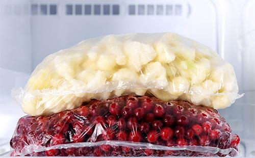 Cauliflower in a bag in the freezer