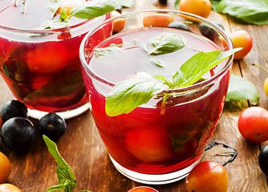 Stewed cherry plum in a glass