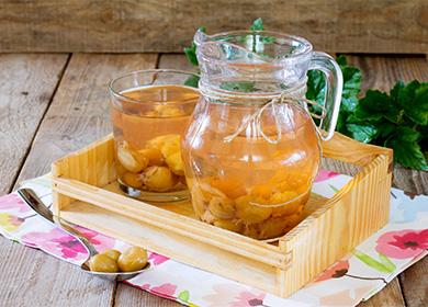 Gooseberry compote in a decanter
