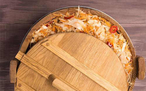 Sauerkraut in a barrel