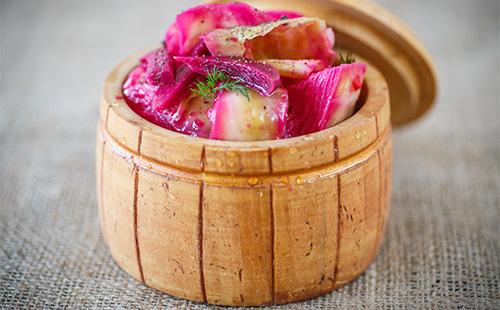 Pickled cabbage in a barrel