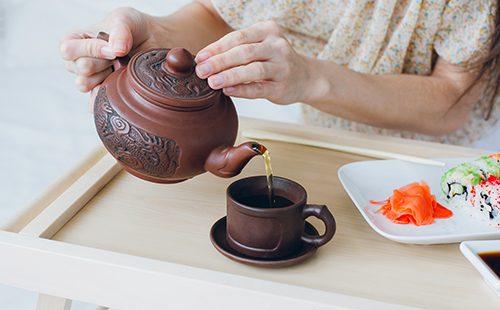 Girl dines in the eastern manner