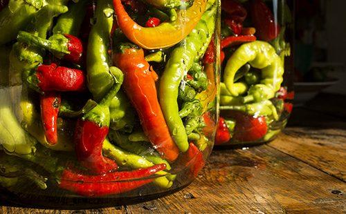 Jars with multi-colored pods