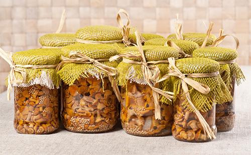 Jars of Pickled Chanterelles