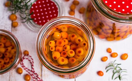 Sea buckthorn jam in a jar