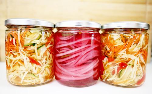 Beautiful cans with coleslaw