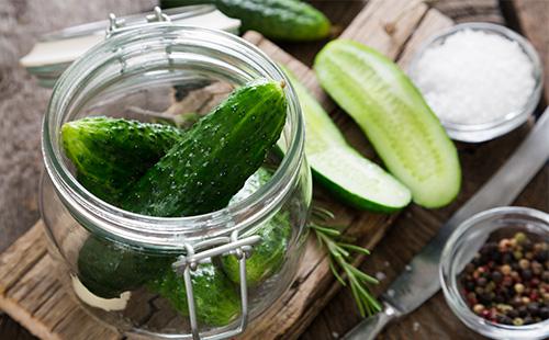 Sliced Cucumbers in a Jar