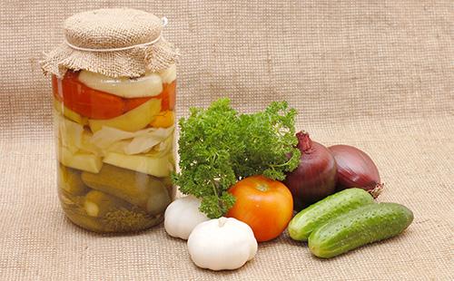 Canned vegetables in a jar