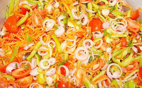Vegetable salad in a pan