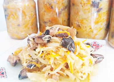 Solyanka with mushrooms and cabbage