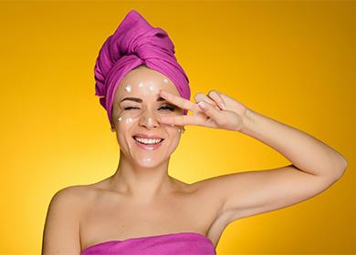 Woman with face cream