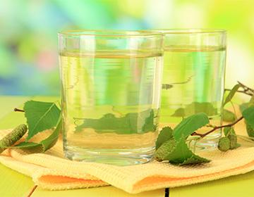 Birch juice in glasses