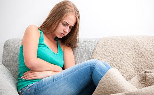 The girl has stomach problems