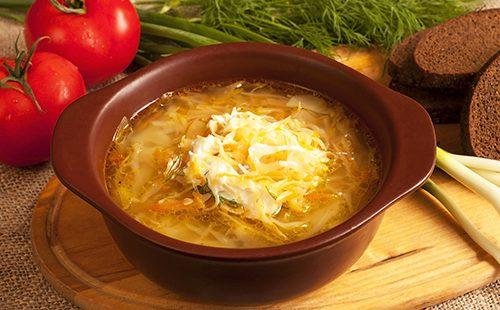 Bowl of sour cabbage soup